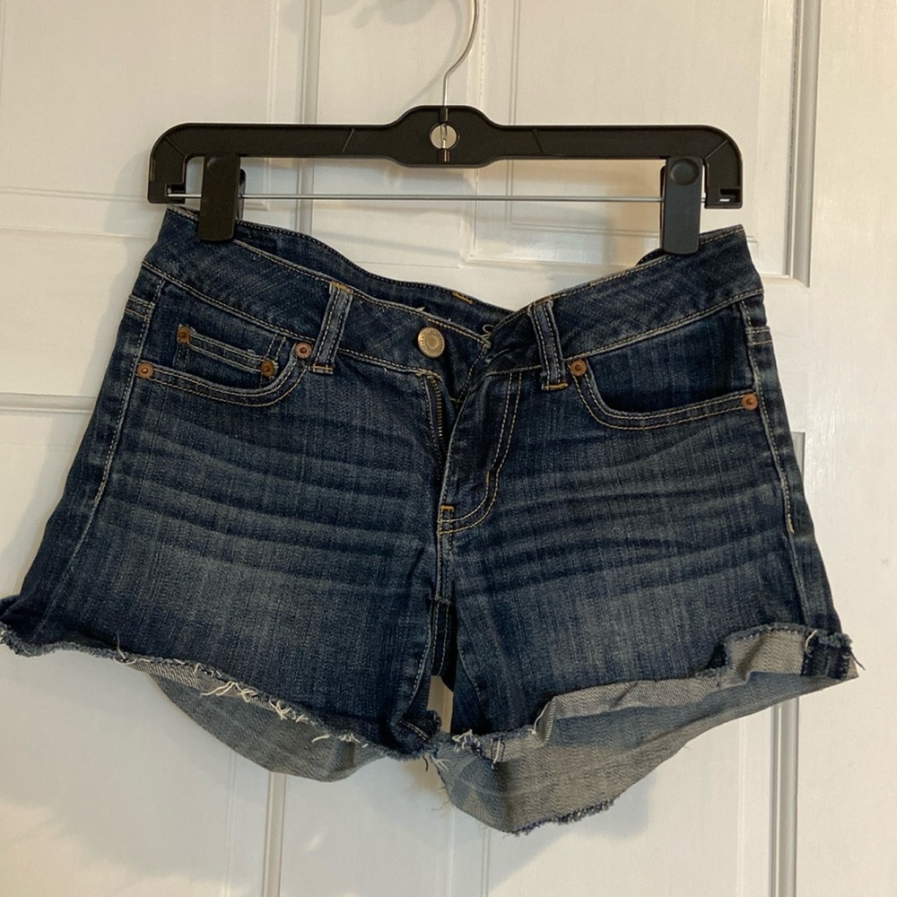 American eagle stretch dark blue Jean shorties